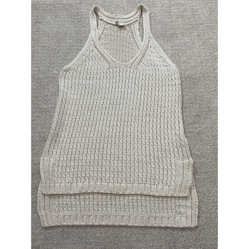 Anthropologie Moth Sweater Tank Women S Cream High Neck Racerback High-Low ** - Picture 14 of 15